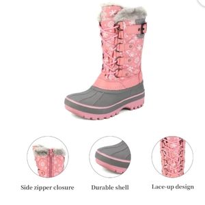 Big Kids  Girls Snow Boots Insulated Waterproof Winter Snow Boots KRIVER